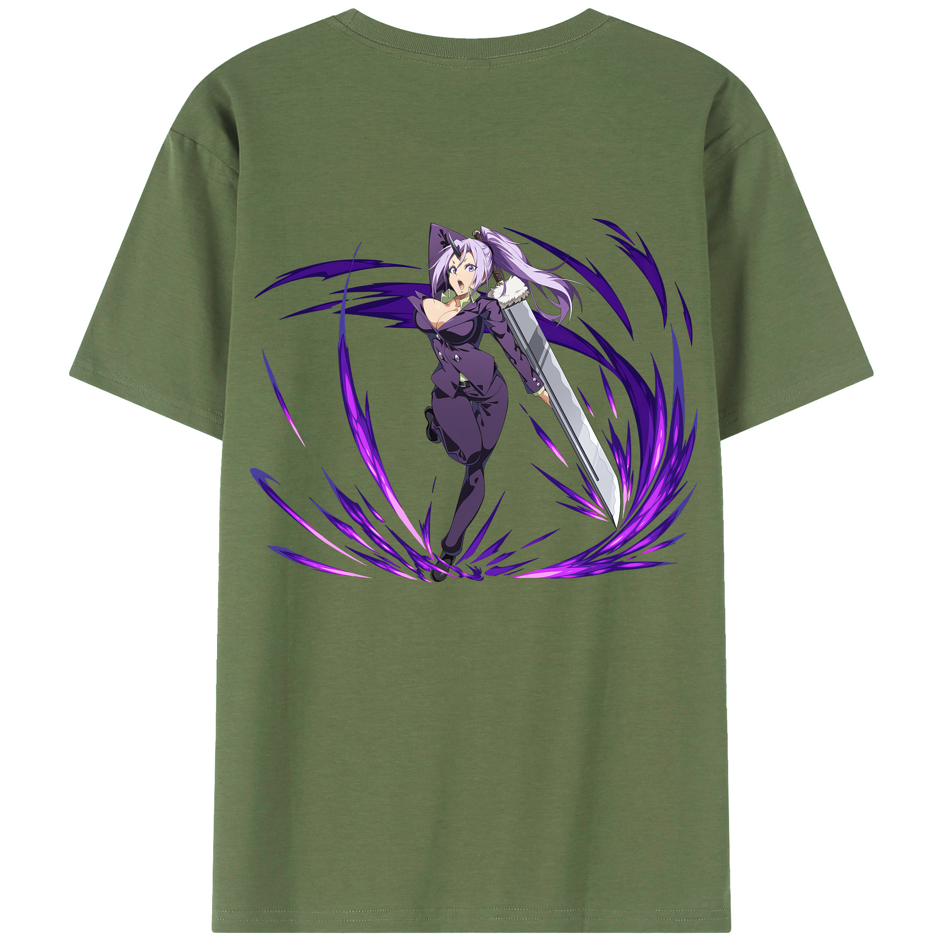 （画像用） 転スラ Regarding Reincarnated to Slime 綿100％ メンズ半袖Tシャツ（バックプリント） 通気性
